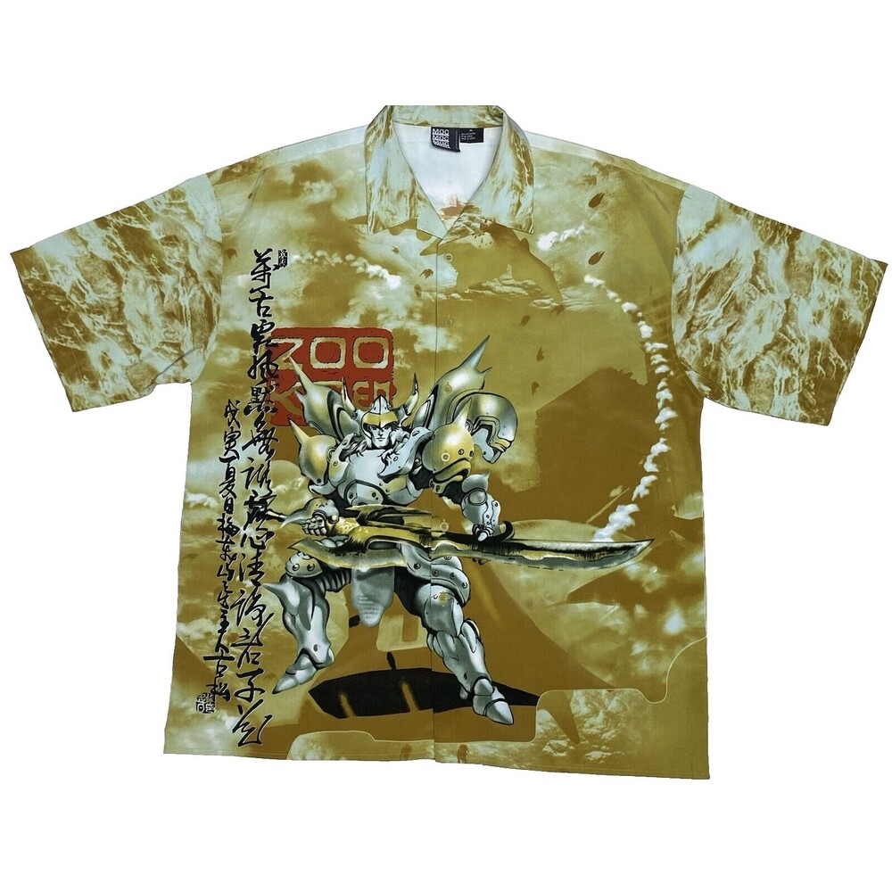 MOC Anime Japanese Warrior Double Sided All Over Graphic Print Shirt XL Vintage